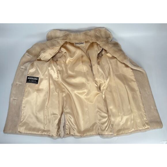 Vintage Borgana Faux Fur Coat Womens M L Tan Teddy Bear Mob Wife 50s - Picture 12 of 13